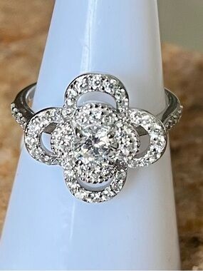 Bomb Party RG73086S Maison Cloverette Diamond CZ on Sterling Clover Ring